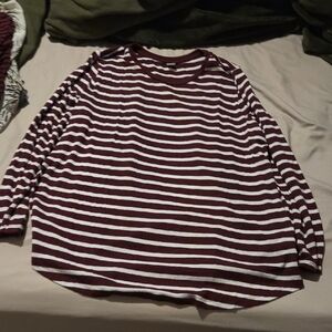 Old Navy Maroon and White Striped Top